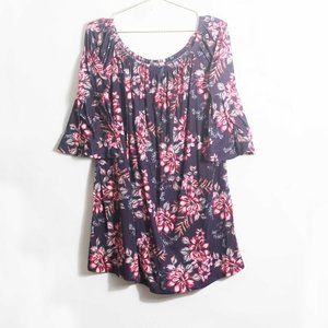ASOS Off Shoulder Floral Print Bell Sleeve Dress in Purple 10